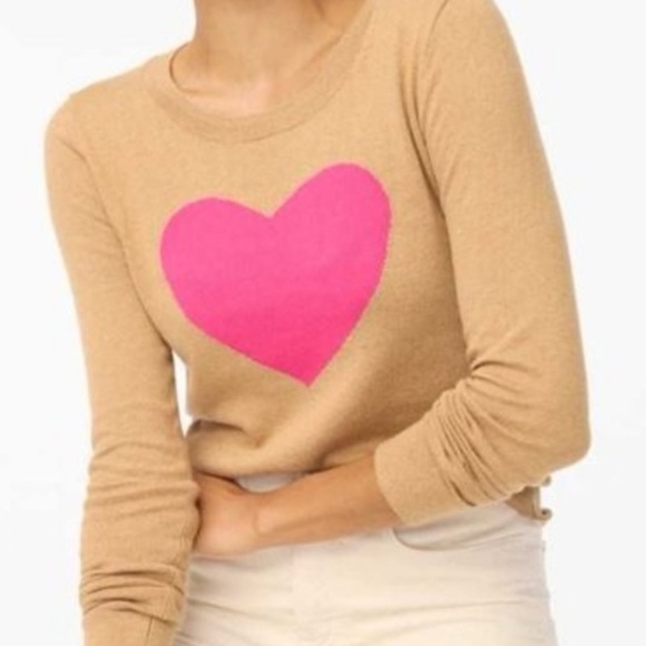 J. Crew Women's Light brown /Tan Long Sleeve with Pink Heart- medium- Cotton - Picture 14 of 14